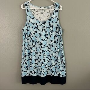J.Jill Sleeveless Dress Womens Petite M Blue Seashells Scoop Neck Pockets Cotton